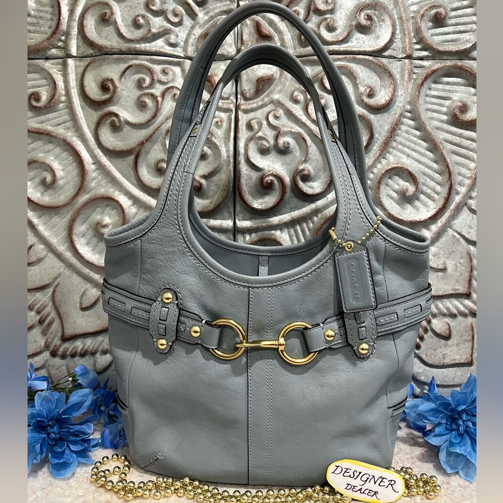 COACH Legacy Ergo Light Blue Leather Belted Hobo Tote 17208 EUC! RARE!! 💎💎